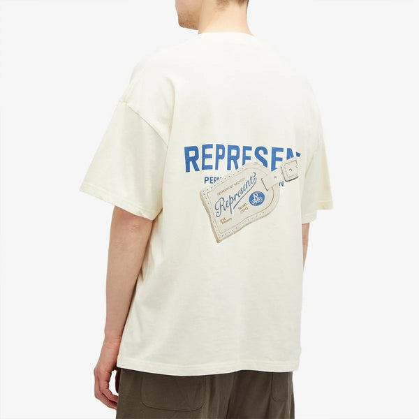 Represent Men’s Luggage Tag T-Shirt – Antique White