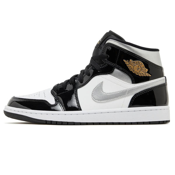 Air Jordan 1 Mid SE Black White Metallic Silver