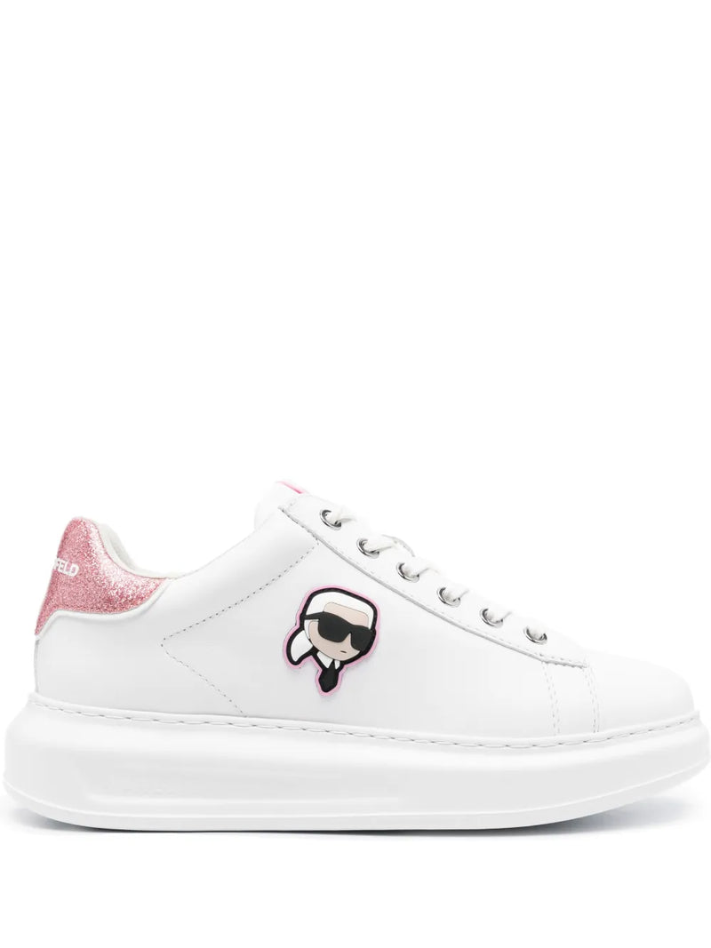 Karl Lagerfeld K/Ikonik Leather Trainers – White &amp; Pink