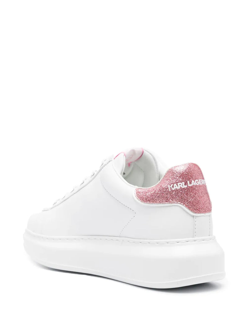 Karl Lagerfeld K/Ikonik Leather Trainers – White &amp; Pink