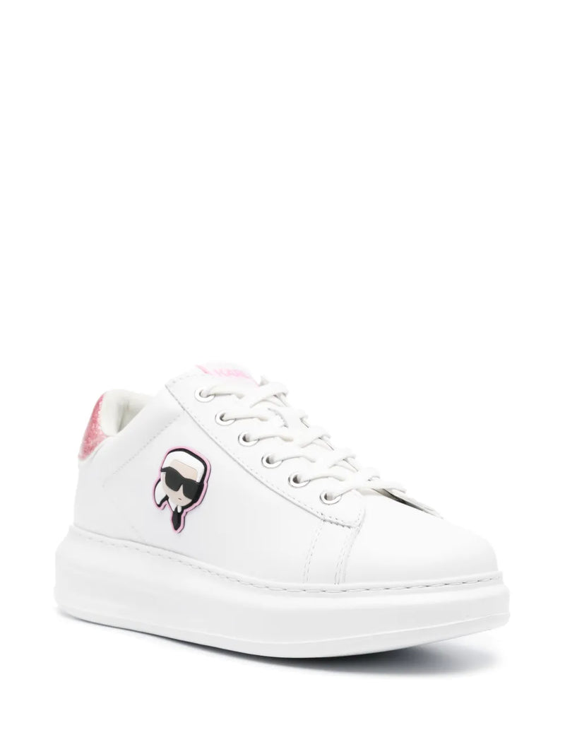 Karl Lagerfeld K/Ikonik Leather Trainers – White &amp; Pink