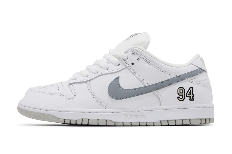 Nike SB Dunk Low Supreme 94 White Metallic Silver
