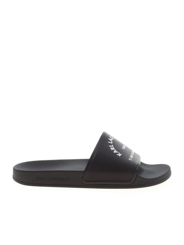 Karl Lagerfeld Contrasting Logo Slippers — Black