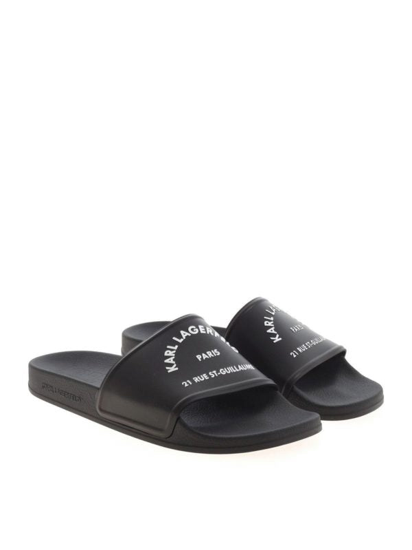 Karl Lagerfeld Contrasting Logo Slippers — Black